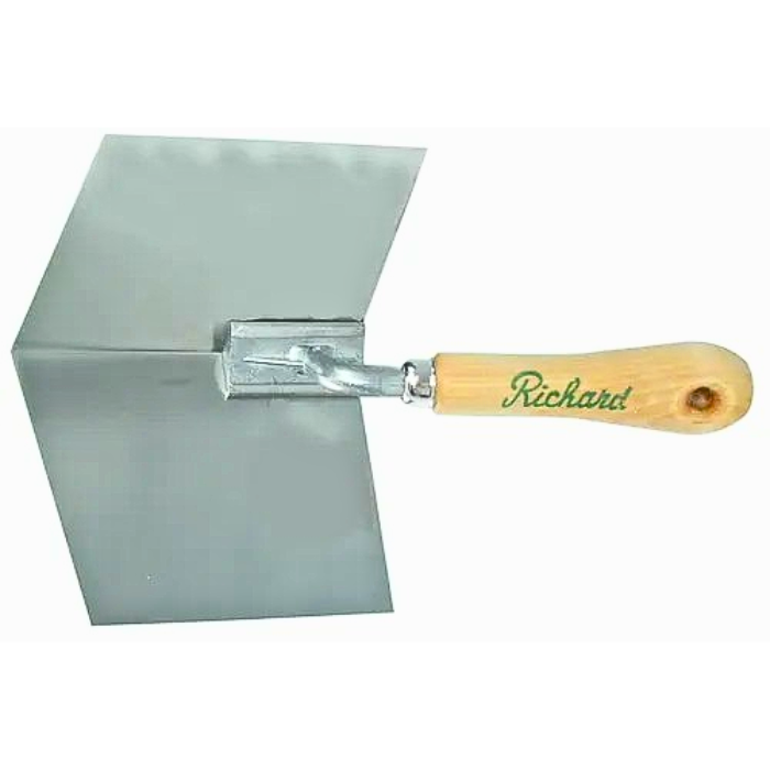 4 IN. DRYWALL INSIDE CORNER TOOL WITH WOOD HANDLE, FLEXIBLE STAINLESS STEEL BLADE